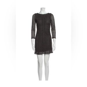 Diane von Furstenberg grey mini dress with overlay lace details XS US2